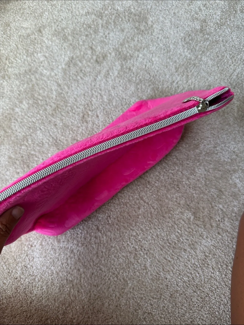 Juicy Couture Pink Soft Velvet Large Cosmetic Bag Travel Girlie Coquette NEW